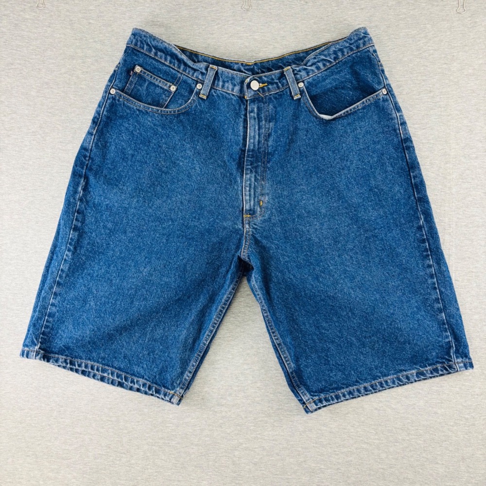 VTG RL Ralph Lauren Polo Jeans Co American Flag Denim Banner Short Size 36